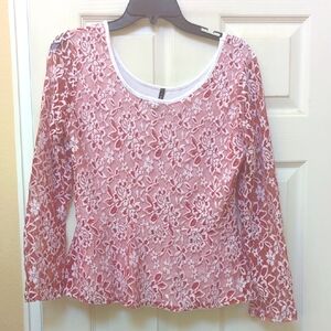 Pink Top with Lace Overlay, XL